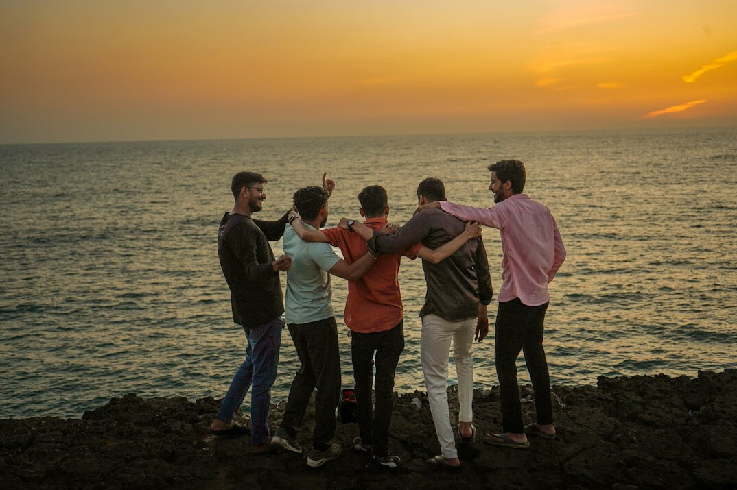 group of friends at beach