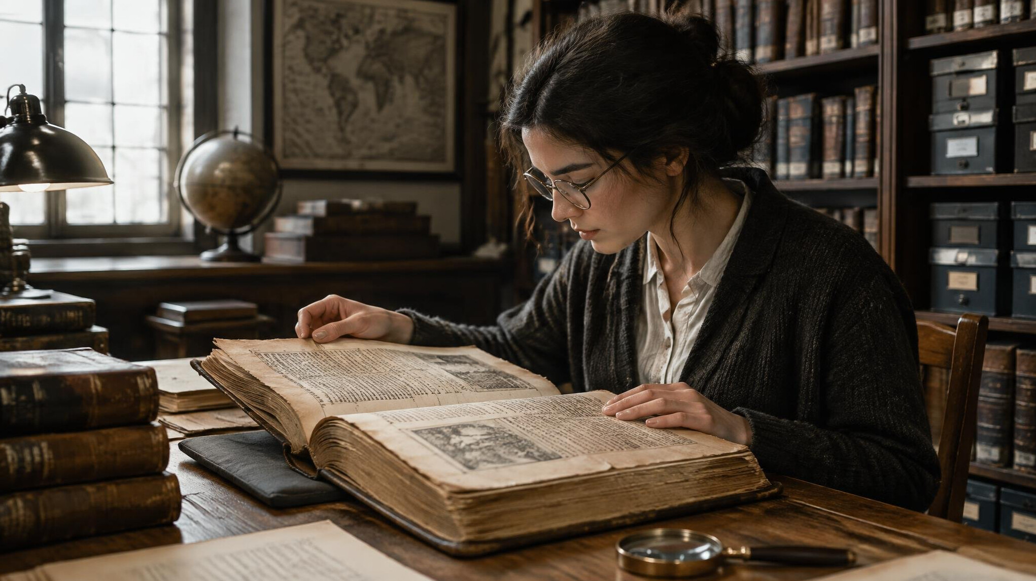 person reading old book